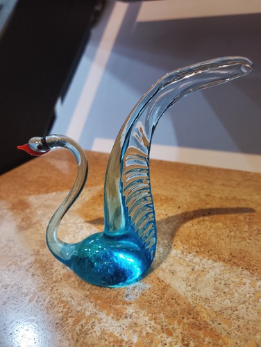 Cigno vetro murano blu - in,